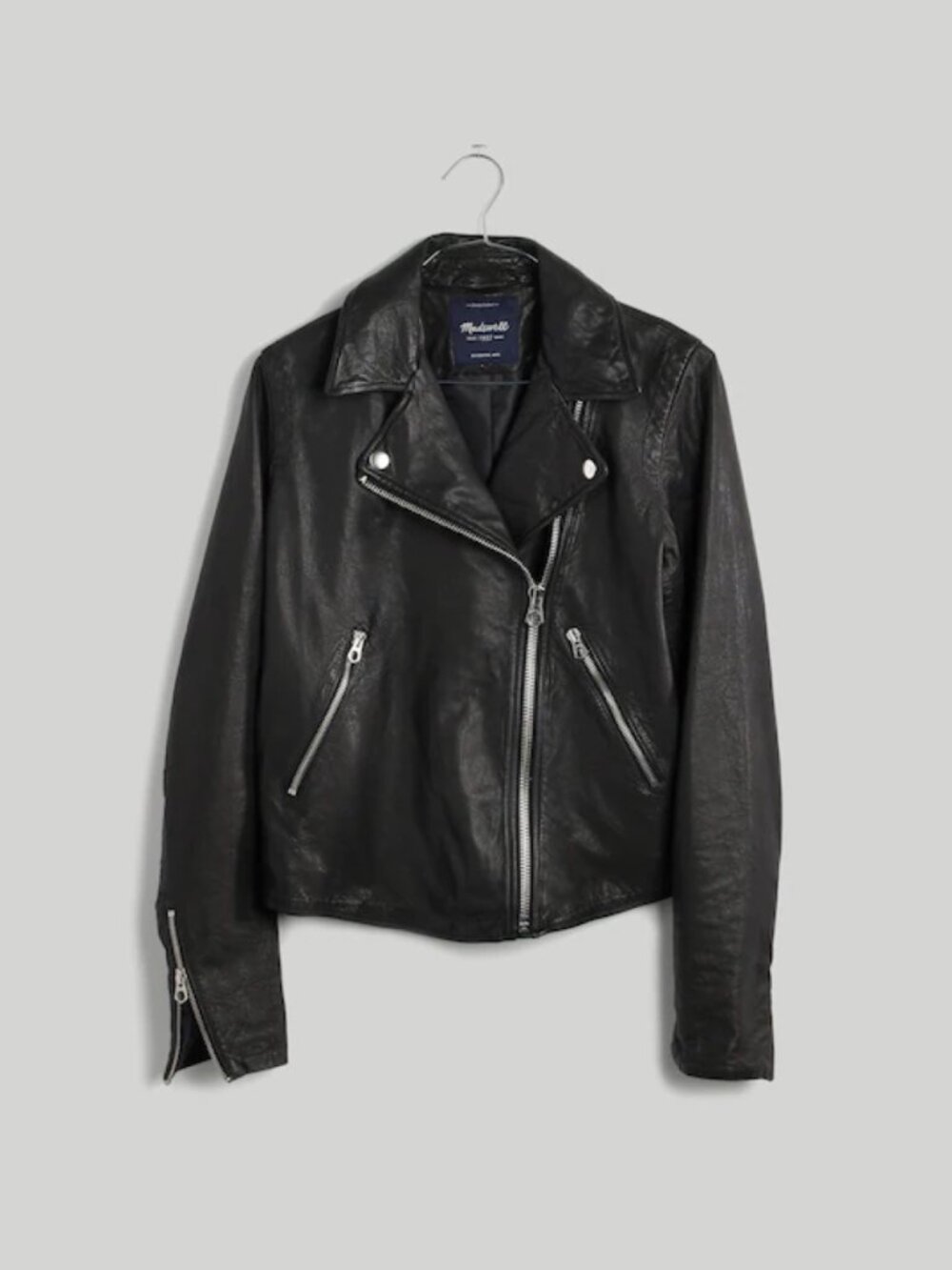 Madewell The Washed Leather Motorcycle Jacket in Black - Picture 5 of 10